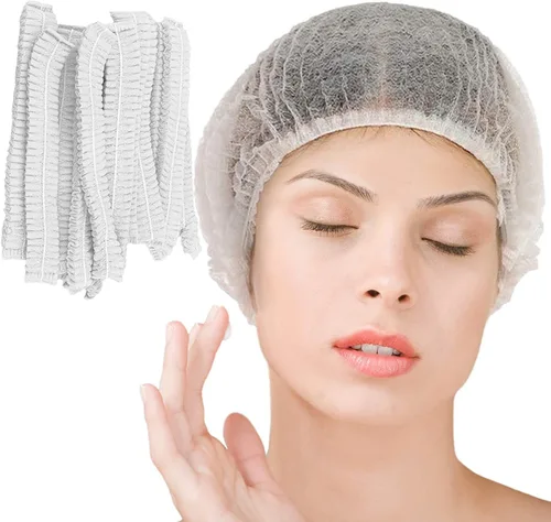 Vista 7 de Gorras Bouffant desechables, red de pelo de 21 pulgadas, tapón elástico para servicio de alimentos, cubierta de cabeza para dormir