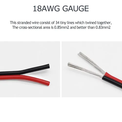 Vista 5 de Cable eléctrico de calibre 18 AWG de 2 pines, cable de luz LED de CC de 12 V, cable de cobre de conexión automática, con carrete para lámpara LED