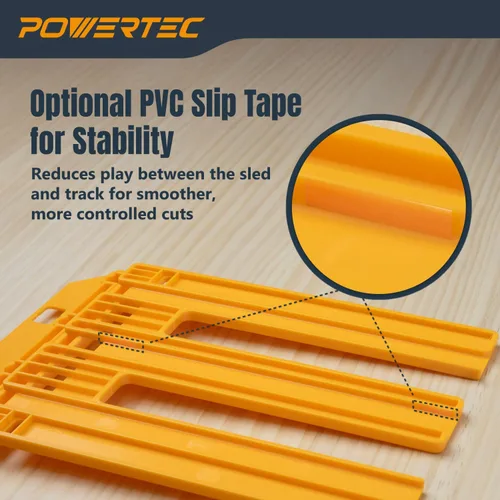 Vista 8 de POWERTEC Sistema de riel guía de pista de sierra circular de 53 pulgadas – Guía de corte paralelo y corte transversal de precisión para planchas