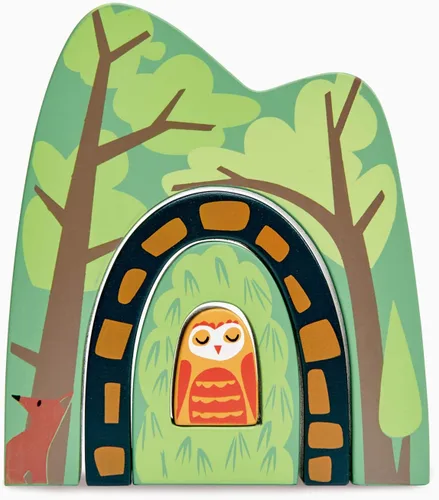 Tender Leaf Toys - Túneles forestales - Accesorios para el juego de tren apilable - Apilador de juguetes, bloques - Juego de juguetes de extremos