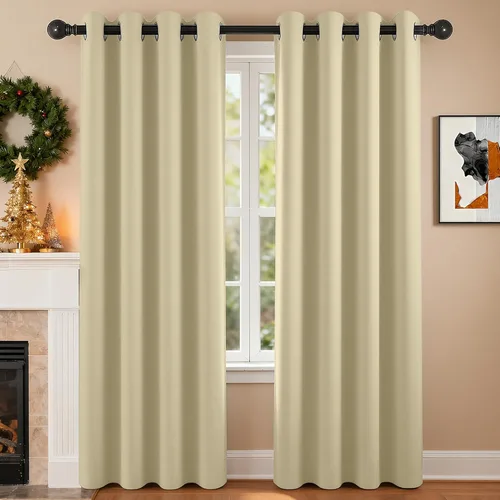 Vista 30 de Cortinas de oscurecimiento de habitación de 45 pulgadas de largo para dormitorio y sala de estar, cortinas térmicas aislantes con ojales