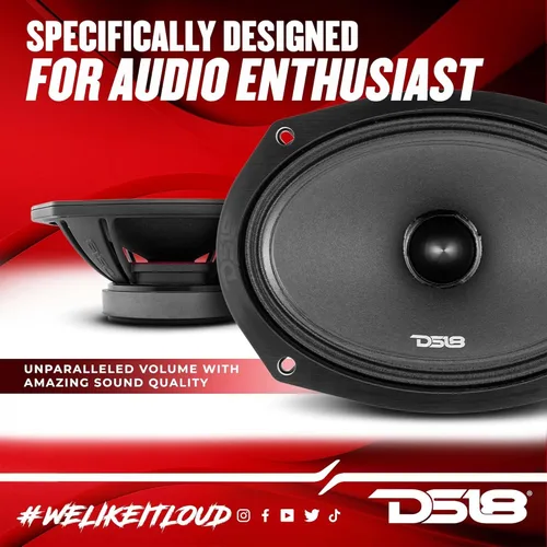 Vista 3 de DS18 PRO-ZXI694BM Altavoz de rango medio de 6 x 9 pulgadas de audio profesional con bala y rejilla de 600 vatios 4 ohmios (1 altavoz)