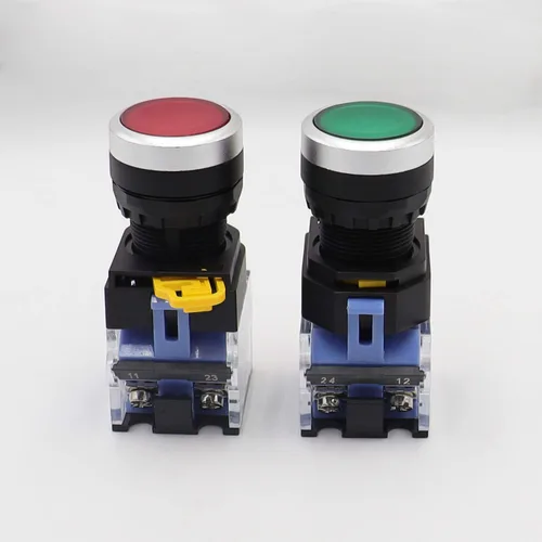 Vista 4 de TWTADE / 2pcs 0.866 in Montaje en panel 10A 440V 1NO 1NC DPST Rojo Verde Interruptor de botón momentáneo Interruptores pulsadores