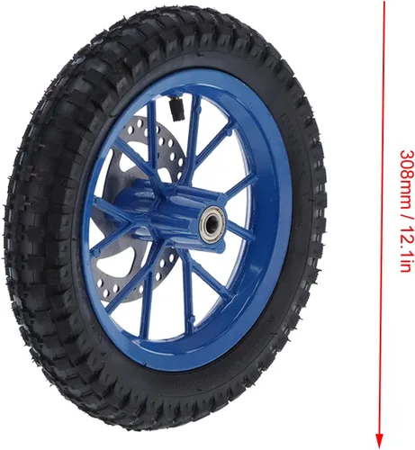 Vista 2 de Acouto Rueda delantera de 12.5 x 2.75 pulgadas para mini bicicleta de cross de 2 tiempos, rueda delantera de goma, rueda delantera de llanta, disco