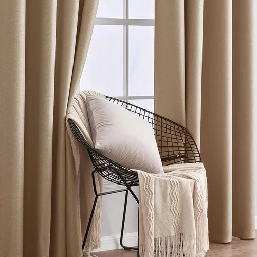 Vista 6 de MIULEE Cortinas con textura de lino de 90 pulgadas de largo, paneles de cortina opacas para dormitorio/sala de estar, cortinas aislantes térmicas