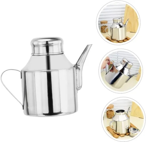 Vista 4 de COLLBATH Botella dispensadora de aceite de acero inoxidable con boquilla de precisión, vinagre de cocina multiusos y lata de condimento para cocinar