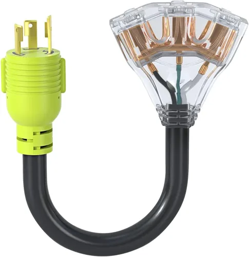 Cable de alimentación para generador adaptador RV de 30 amperios a 110, adaptador de 3 clavijas de 30 amperios a enchufe de bloqueo giratorio de 20