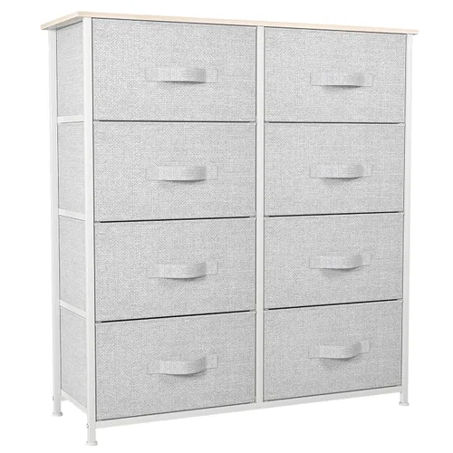 Vista 15 de YITAHOME Cómoda de tela con 8 cajones – Unidad organizadora de torre de almacenamiento para sala de estar y armarios – Estructura de acero