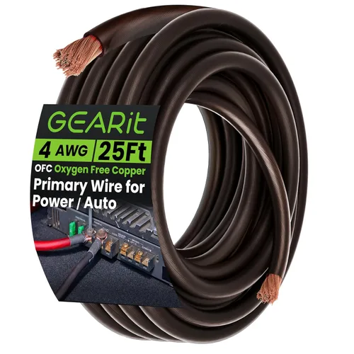 Vista 13 de GEARit Cable de tierra de cobre libre de oxígeno OFC calibre 1/0 (25 pies - negro translúcido) 0 AWG - Cable principal automotriz