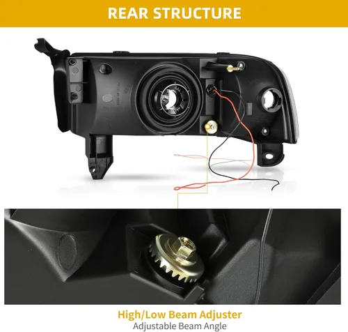 Vista 4 de DWVO Conjunto de faros LED DRL compatible con Dodge Ram 1500 1994-2001/Dodge Ram 2500 3500 94-02 de repuesto, carcasa negra