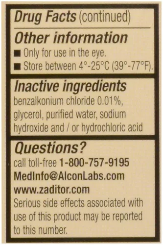 Vista 6 de Gotas para ojos Zaditor, 0.2 fl oz