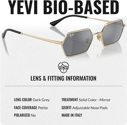 Vista 4 de Ray-Ban RB3728 YEVI BIO-BASED Gafas de sol cuadradas redondas para hombres y mujeres con kit oficial de gafas RAYBAN