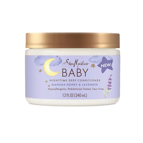 SheaMoisture - Acondicionador profundo para bebé, miel de manuka y lavanda para cabello delicado y piel nocturna, régimen de cuidado de la piel y el