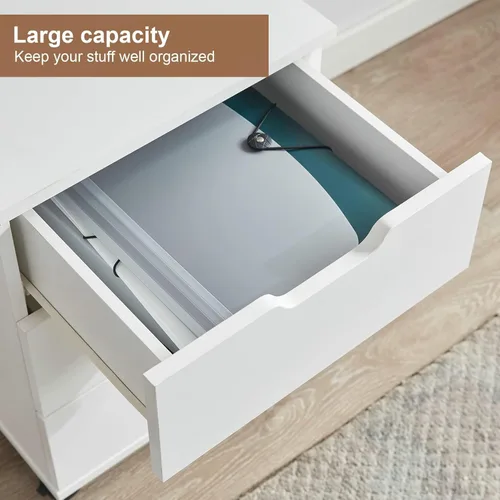 Vista 7 de Soohow Archivador móvil de madera de 3 cajones con ruedas para oficina en casa