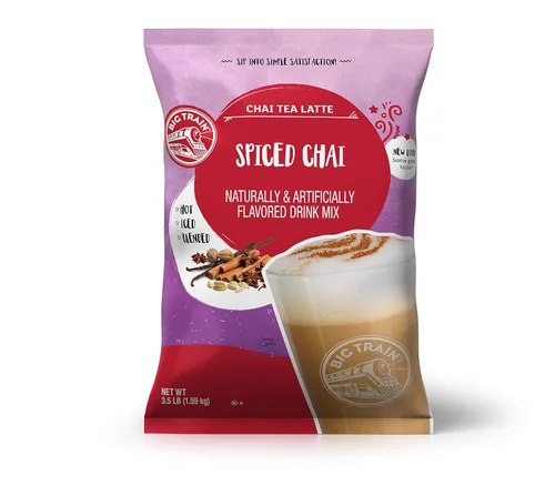 Vista 3 de Big Train Mezcla de Té Chai Latte Instantáneo en Polvo Especiado, Té Negro Especiado con Leche, 56 Onzas