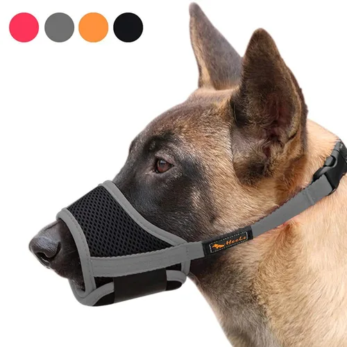 Vista 29 de Heele - Bozal para perro de nailon suave, evita mordidas, ladridos y mordisqueos - Malla transpirable, ajustable, permite beber - Para perros
