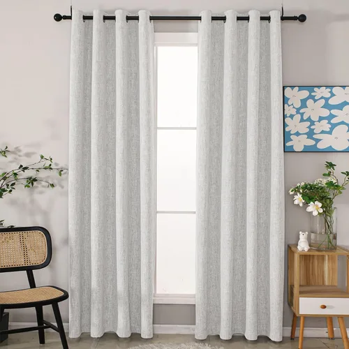 Vista 46 de INLINAS Cortinas opacas con textura anudada de lino sintético, 100% bloqueo de luz, reducción de ruido, ojales de tela de triple capa para Beige