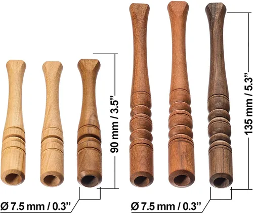 Vista 2 de Juego de 6 soportes de cigarrillos regulares de madera hechos a mano