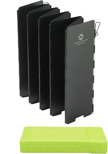 Vista 11 de Campingmoon - Estufa de campamento con 10 placas de aleación de aluminio plegable para estufa de campamento, bloqueador de viento para estufa de gas