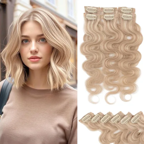 Vista 43 de Rich Choices Extensiones de cabello humano real con clip de 6 piezas, diseño de clip único, extensiones invisibles con clip para cabello corto