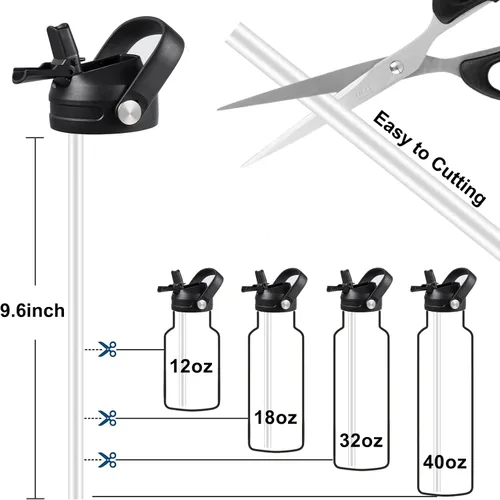 Vista 4 de Tapa de popote para Hydroflask boca ancha, tapa de popote flexible para Hydro Flask de 32 40 onzas de boca ancha, tapas con cubierta antipolvo