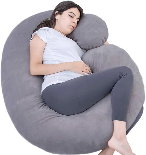 Vista 10 de 1 MIDDLE ONE Almohada de embarazo, almohada de cuerpo completo en forma de C para mujeres embarazadas para apoyo de maternidad con funda (negro)