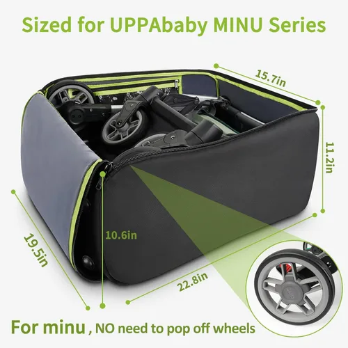 Vista 2 de YOREPEK Bolsa acolchada para cochecito de viaje en avión se adapta a UPPAbaby MINU, MINU V2, MINU V3, bolsa de cochecito con bolsillo