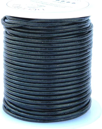 Vista 9 de Cordón de cuero para hacer joyas, cordón redondo de 1.5 mm, cuerda de 27 yardas para manualidades, cuerda para collar, trenzado - Negro