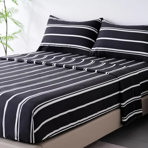 Vista 7 de Juego de sábanas de diseño estampado clásico - Juegos de sábanas con bolsillo profundo ultra suave y transpirable., Microfibra, Celeste (Baby Blue)