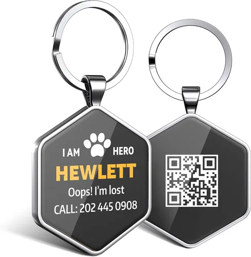 Etiquetas de identificación personalizadas para mascotas, código QR personalizable, etiqueta de perro y gato – Perfil en línea para mascotas