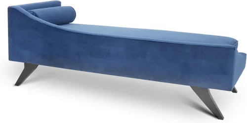 Vista 6 de HomSof Chaise Lounge - Silla reclinable cuadrada de terciopelo moderno para interiores con patas de madera maciza y almohada de acento enrollada