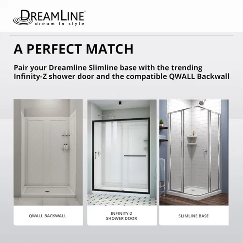 Vista 9 de DreamLine SlimLine DLT-1132320-88 - Base de ducha de un solo umbral de drenaje central de 32 pulgadas de profundidad x 32 pulgadas de ancho x 2 3/4