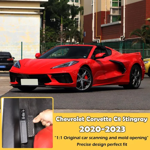 Vista 6 de Suave 3D de fibra de carbono real para interruptor de bloqueo de puerta de emergencia para automóvil, compatible con Corvette C8 Stingray Z06 Z51