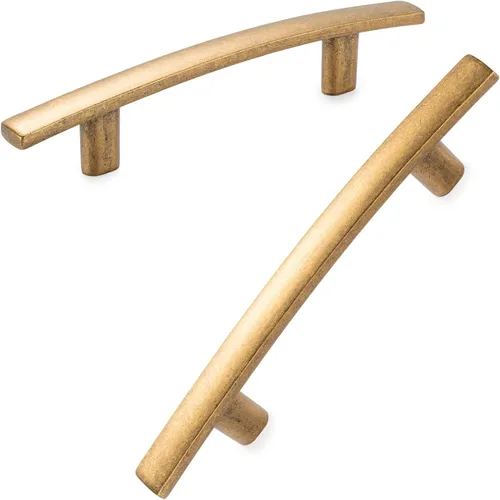 KOOFIZO - Paquete de 10 tiradores de gabinete de cocina de latón antiguo de 3 pulgadas, manijas vintage de gabinete de latón, herrajes de gabinete