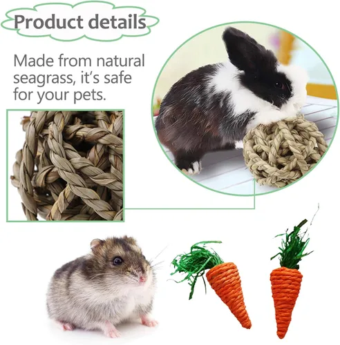 Vista 5 de kathson Juguetes masticables de conejillo de indias para rechinar dientes, juguetes para masticar los dientes de conejo, cuidado de los dientes