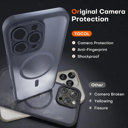 Vista 1235 de TOCOL Funda para iPhone 11, compatible con Magsafe, protección completa de cámara, imanes integrados, protección contra caídas, funda translúcida
