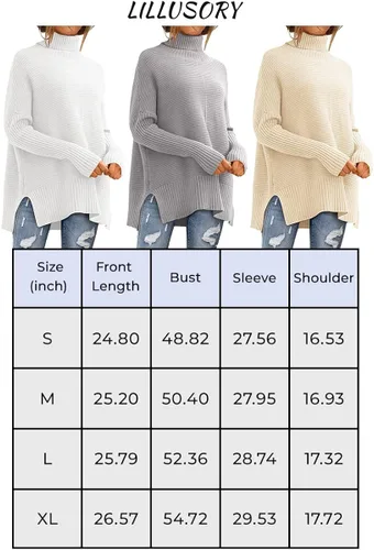 Vista 6 de LILLUSORY Suéteres de cuello alto de gran tamaño para mujer, suéter tipo túnica de punto acanalado con mangas de murciélago para otoño 2023