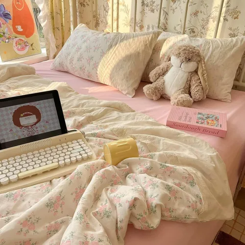 Vista 138 de mixinni Juego de funda de edredón de algodón floral para niñas y adolescentes, con lazos de cremallera, fácil cuidado, ultra suave y transpirable