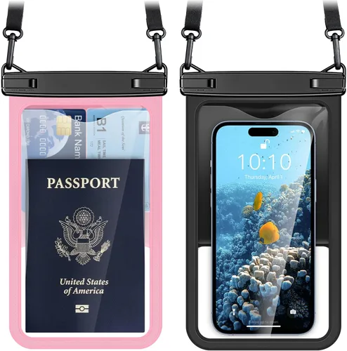 Vista 9 de [Bolsa impermeable para teléfono de hasta 8.5 pulgadas, paquete de 2 fundas impermeables para iPhone 16 15 14 Pro Max Galaxy S25 S24 Ultra, bolsa