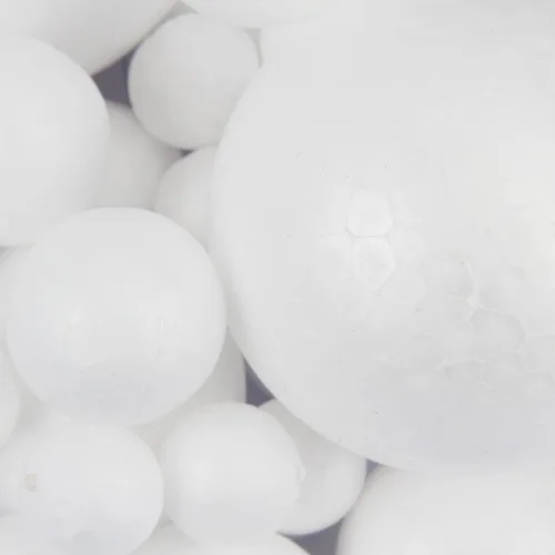 Vista 3 de LOMIMOS 100 bolas de espuma de 7 tamaños, bolas blancas surtidas para artes y manualidades, proyectos escolares, suministros de fabricación