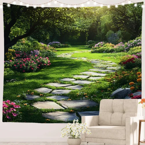 Vista 19 de Batmerry Maritime Ocean Tapestry, Anchors Wave Nautical Wall Art Hanging Decoration Polyester Fiber White Ruffled Around For Dorm Room Bedroom