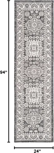 Vista 330 de Unique Loom Outdoor Aztec Collection Alfombra de área - Chalca (10 pies, redonda, azul/marfil)