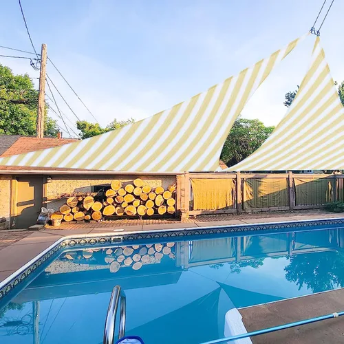 Vista 12 de E&K Sunrise - Toldo tipo vela triangular de 15 x 15 x 15 pies, toldo con bloqueo UV para sombra, para patio, jardín, terraza, exterior (arena)