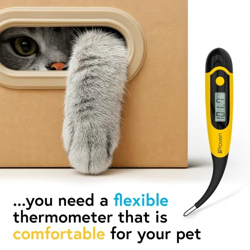 Vista 6 de iProven - Termómetro para perros y gatos para detección precisa de fiebre, punta flexible cómoda, termómetro impermeable para mascotas, lecturas