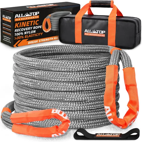 Vista 12 de Kit de recuperación cinética de ALL-TOP con 2 grilletes suaves, 21772 kg, 2.54 cm x 6.1 m, resistencia pesada con +30% de elasticidad, límite