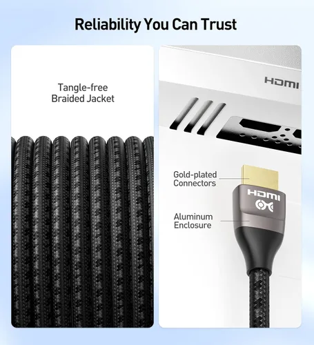 Vista 7 de Cable Matters Cable HDMI trenzado prémium de 48 Gbps Ultra HD 8K de 3.3 pies / 3.3 ft con 8K @60Hz, 4K @240Hz y soporte HDR para PS5, Xbox Series