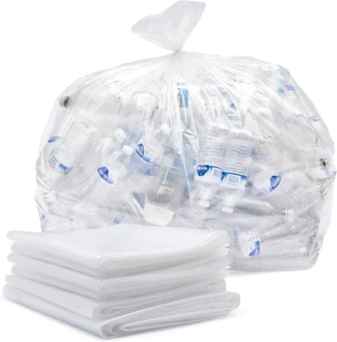 Vista 6 de Bolsas de basura transparentes de 65 galones resistentes (MegaPack 50 bolsas con lazos) Bolsas de basura de plástico transparente extra grandes