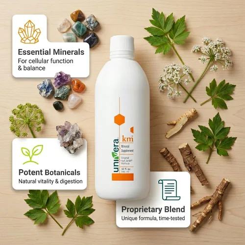 Vista 4 de Univera km Suplemento líquido de potasio, equilibrio de pH, apoyo a la digestión, suplementos minerales con magnesio, fórmula original de Karl