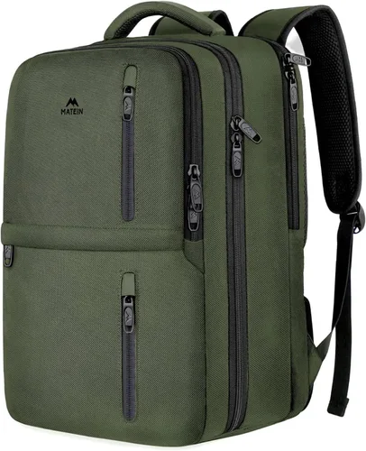 Vista 10 de MATEIN - Mochila de viaje para laptop, aprobada para vuelos, con compartimento para zapatos y puerto USB, equipaje resistente al agua, mochila