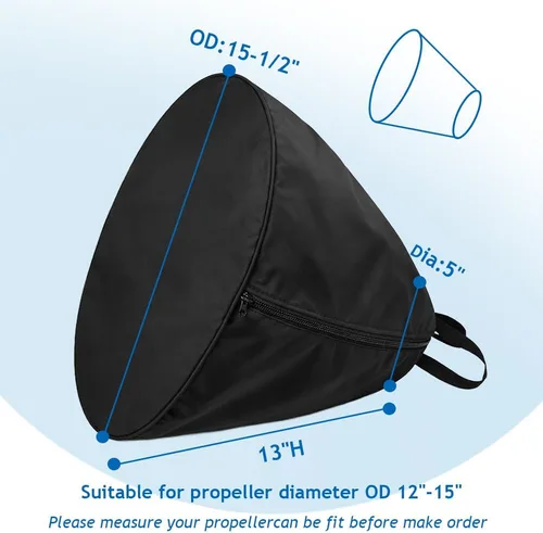 Vista 2 de Cubierta para hélice para motor de barco, 15-1/2 pulgadas de diámetro exterior resistente 420D bolsa protectora, impermeable y resistente al polvo